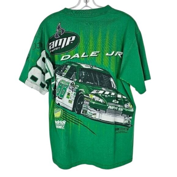 Chase Authentic Dale Earnhardt Jr. Green Tshirt Sz M AMP 2008 Pit Crew Signed - Picture 3 of 6